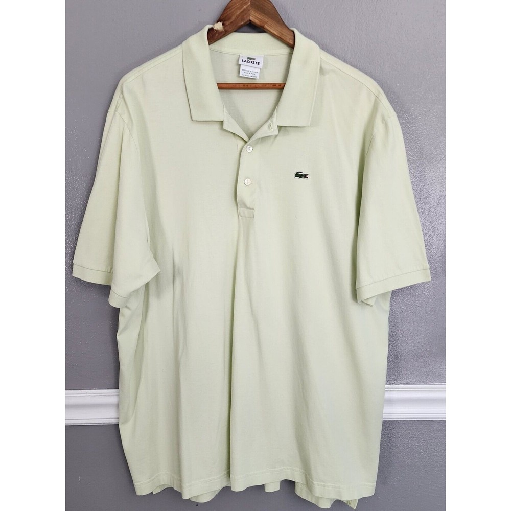LACOSTE Polo Shirt Men Size 8 3XL Short Sleeve Light Green all cotton